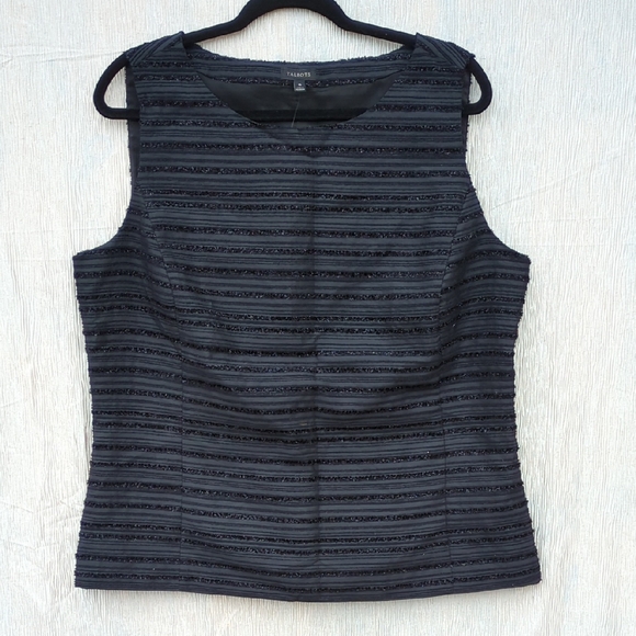 NWT Talbots Black Textured Sleeveless Top, Size 16 - Picture 1 of 10